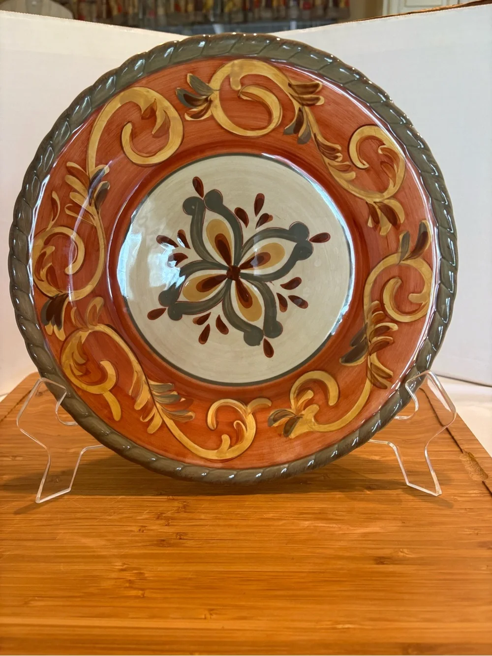 2 Artimino Tuscan Country Side Sienna Safe Stoneware Dinner Plates